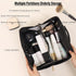 IMCUZUR Travel Makeup Bag, Large Cosmetic Bag for Women, Open Flat Portable Skincare Bag with Handle (Black)