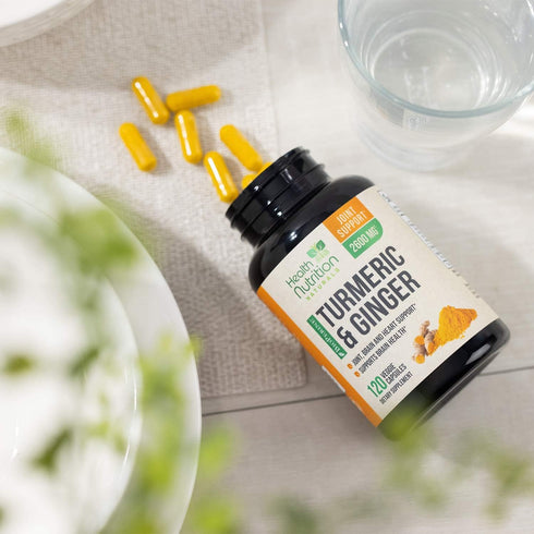 Turmeric Curcumin with BioPerine & Ginger 2600mg - Natural Joint & Heart Support, 120 Capsules