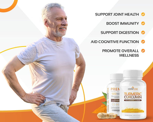 Organic Turmeric & Ginger Capsules - 95% Curcuminoids with BioPerine for Joint, Digestion, Immunity Support