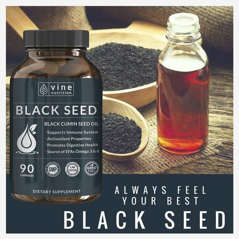 Black Seed Oil Capsules - Nigella Sativa - Cold Pressed Antioxidant Supplement Soft Gels, 500 Milligrams, USA Made