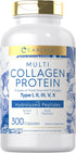 Carlyle Multi Collagen Protein Capsules 2000mg | 300 Count | Type I, II, III, V, X | Gluten Free