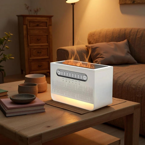 yeeplant 7 200 90 130 Mm White Noise Humidifier & Aromatherapy Essential Oil Diffuser, Colors Flame, Wireless Speaker