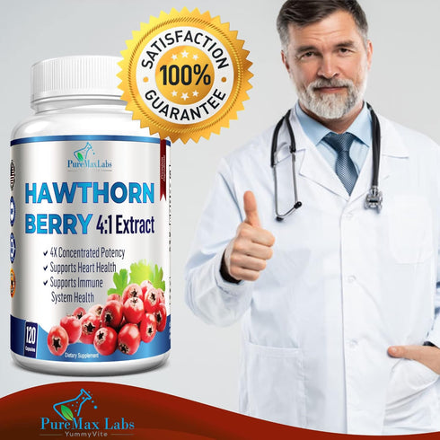 Hawthorn Berry 4:1 Extract (120 Capsules) - Immune System Support, Super Antioxidant from 2660mg Berries