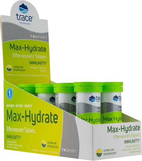 Trace Minerals MAX Hydrate Immunity - High Performance Electrolyte Fizzing with Magnesium, Sodium, Potassium, Vitamin C