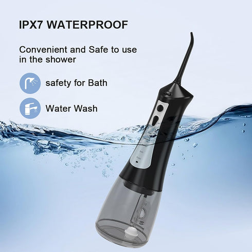 Cordless Water Flosser for Teeth Cleaning, 300ML Portable Electric with 5 Modes & 6 Jet Tips, IPX7 Waterproof for