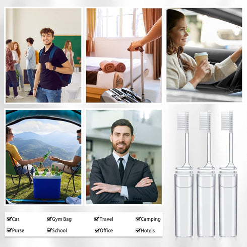 Rtteri 50 Pcs Travel Toothbrush Kit - Bulk Folding Toothbrush with Cover, Portable Travel Size Mini Toothbrush for