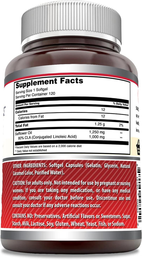 Amazing Formulas CLA Softgels | 1250 Mg Conjugated Linoleic Acid Supplement | Non-GMO, Gluten-Free | 120 Count Made in
