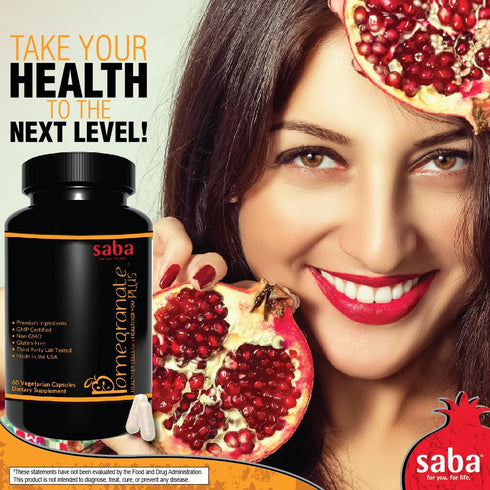Saba Pomegranate PLUS - Cellular Nutrition, Broad Spectrum of Essential Antioxidants - Support for Stress,