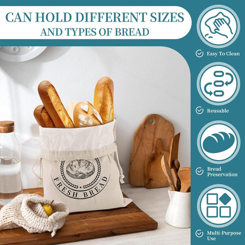 Set 2,Pretty Reusable Bread Bags for Sourdough, Bannetons Reusable Cotton Drawstring Bag, of Bags for Storing Flour