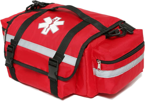 Empty First Aid Bag for Emergency Trauma Medical Organizer, Shoulder Carry Bag 13 x 9 x 7, Red