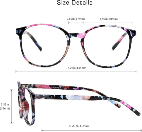 VisionGlobal Blue Light Blocking Glasses for Women, Anti Eyestrain, Stylish Oval Frame, Anti Glare, +1.50