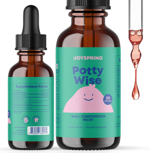 JoySpring Potty Wise Drops – Natural Constipation Relief for Kids & Toddlers – Sugar-Free Vegan Liquid Blend (1 fl oz)