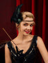 SWEETV 1920s Headpiece Flapper Headband, Rhinestone Pearl Feather Hair Band Great Gatsby Headpiece Accessoreis for Women,Green