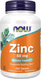 NOW Supplements Zinc 50 mg Tablets, 250 Count (Pack of 1)