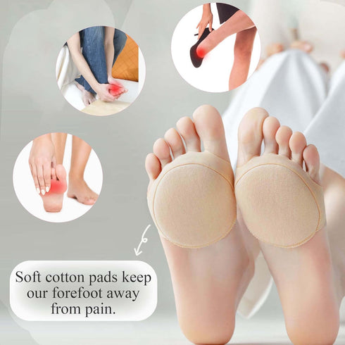 Metatarsa Foot Pads, Reusable Soft Ball of Foot Cushions for Women, Pain Relief Honeycomb Fabric (2 Pairs)