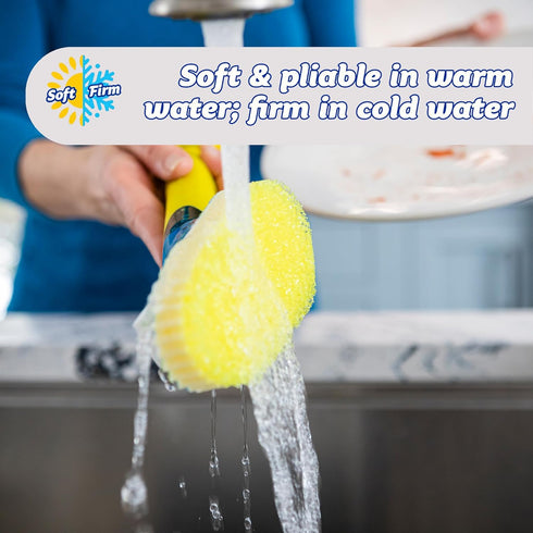 Scrub Daddy Dish Daddy Dish Wand & Refill Heads, Soap Dispensing Dish Brush, Texture Changing Washing Up Sponge