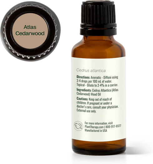 Plant Therapy Atlas Cedarwood Essential Oil, 30 mL (1 oz), 100% Pure, Undiluted, Therapeutic Grade