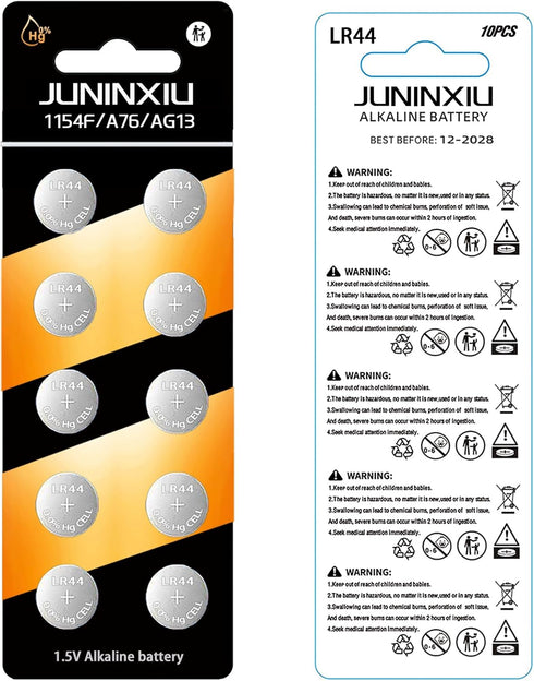 L1154f Battery AG13 LR44 Batteries L1154 SR44 A76 Button Batteries Alkaline Coin Cell (10 Count)