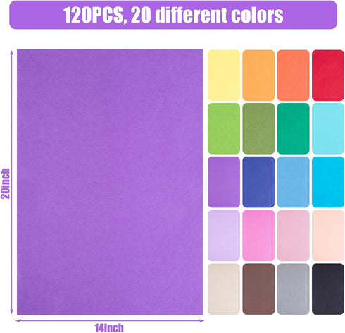 Shindel 120 Sheets Colorful Tissue Paper, Tissue Paper Bulk 20x14 Inch Gift Wrapping Paper for DIY Crafts Gift Box Wrapping 20 Colors by Shindel
