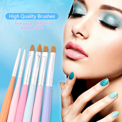 6Pcs Nail Art Brush Set, Gel Polish and Acrylic Nails Painting Tools for Home DIY Salon