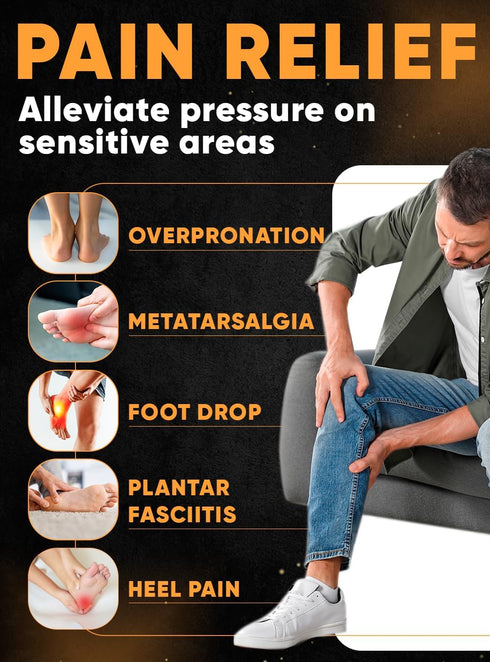 Premium High Arch Insoles, Plantar Fasciitis Comfort for Foot Pain Relief, Anti-Fatigue Orthotic Inserts for Men Women