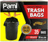 PAMI Large 30-Gallon Drawstring Trash Bags, 35-Pack, Black, Extra-Strong Plastic Garbage Bags for Kitchen Bathroom