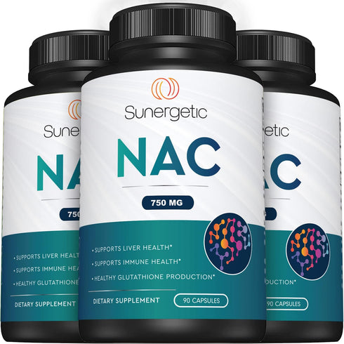 Premium NAC Supplement N-acetyl Cysteine, 750mg per Capsule, 90 Capsules, Supports Liver, Detox, Immune Health