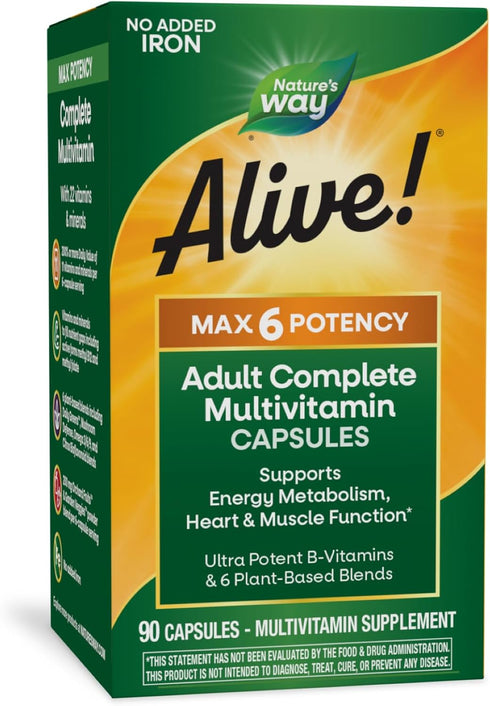 Nature's Way Alive! Max6 Potency Adult Complete Multivitamin, Vitamins A,C, E &