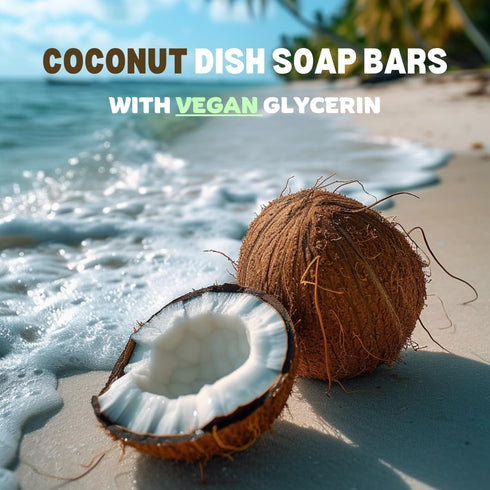 Organic Dish Soap Bar 3Pcs, Coconut Kitchen Soap, Safe for Sensitive Skin, Plastic-Free, Zero Waste