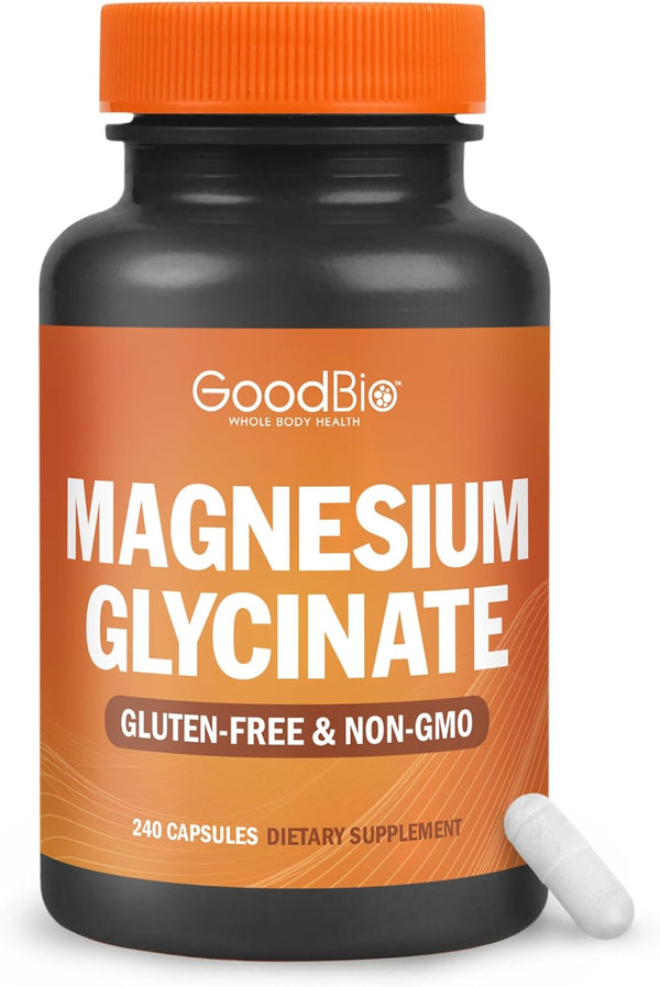 Magnesium Glycinate 500mg Capsules - 240 Count | High Absorption Magnesium Supplement for Stress Relief & Sleep