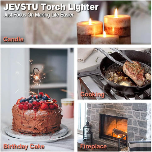 4 Pack Long Torch Lighter, Adjustable Refillable Multipurpose Lighter for Grill BBQ