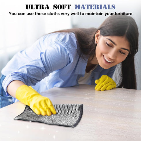 10 Pcs New Upgrade 3-Layer Non-Scratch Wire Dishcloth, Non-Scratch Dishwashing Rags for Kitchen Cleaning