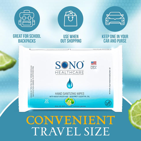 SONO Disinfecting Wipes - Alcohol-Free, Unscented, No Bleach, Medical-Grade I Multi-Surface Cleaning for Home, School, Office I Everyday Use I 160 CT (Canister of 2) + 1 Pack of Hand Sanitizing Wipes