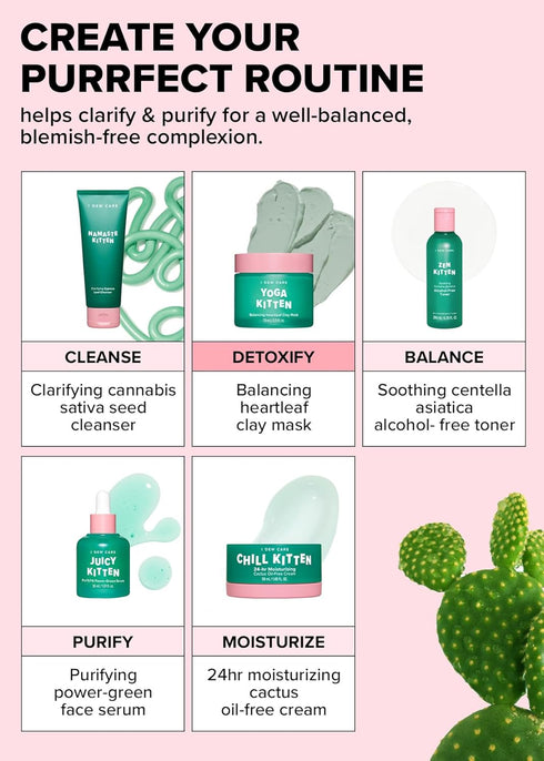 I DEW CARE Wash-off Clay Mask - Yoga Kitten | Blemish-prone Skin Treatment with Kaolin and Tea Tree Extract