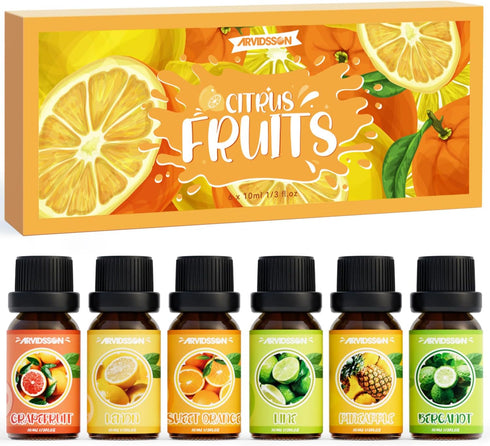 ARVIDSSON Fruits Essential Oils Set - Natural Citrus Essential Oil for Diffuser & Candle Making, Fruity Fragrance Oils