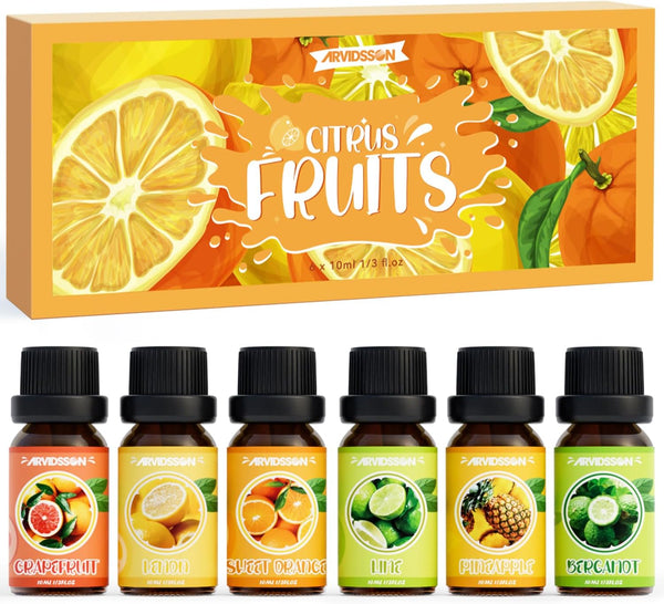 ARVIDSSON Fruits Essential Oils Set - Natural Citrus Essential Oil for Diffuser & Candle Making, Fruity Fragrance Oils