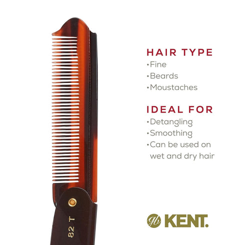Kent 82T 4" Handmade Pocket Comb for Men, Fine Tooth Hair Straightener for Grooming, Made in England
