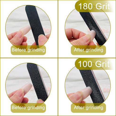 Nail File 10 PCS Professional Double Sided 100/180 Grit Emery Board Black Manicure Pedicure Tool
