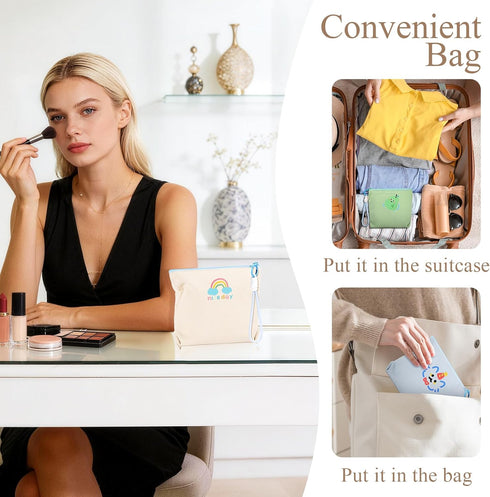 SIDESUGAR Canvas Period Pouch Soft First Period Kit Bag Small Discreet Menstrual Cup Pad Pouch Cute Sanitary Napkin