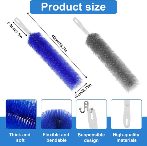 PENGJINYU 2 Set Pcs Cobweb Duster, Bendable Fan Cleaner Brushes Reusable, Plastic Microfiber Duster for Air