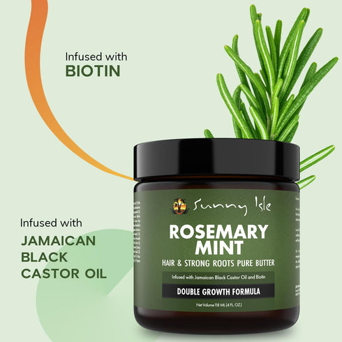 Sunny Isle Rosemary Mint Hair and Strong Roots Butter, 4oz with Biotin & Jamaican Black Castor Oil