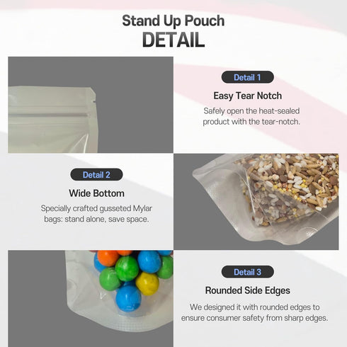 Mylar Bags 4”x6” - Pack of 100 Clear Smell Proof Mylar Ziplock Bags, Resealable and Heat Sealable for Food Storage