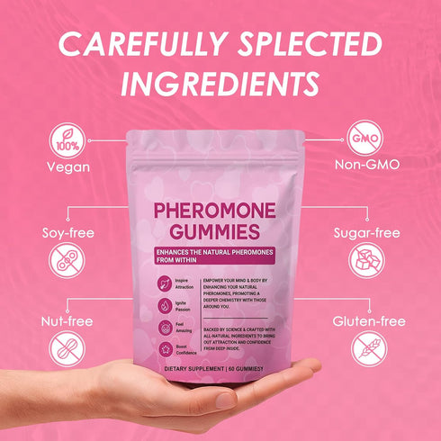 SUUDUUL Gummies 60 Gummies Pheromone for Women Enhance Natural Scent & Confidence Support, Strawberry Flavor