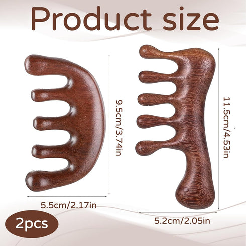 hinbkenla 2 Pcs Wooden Scalp Massager,Loc Comb,Loc Brush for Dreads,Massage Comb,Wooden Massage Comb,Natural Sandalwood