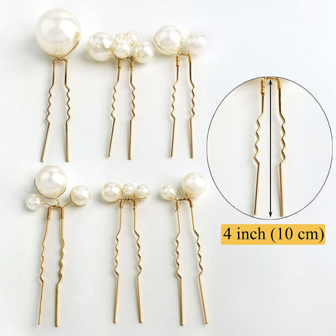 Wedding Pearl Hair Pins, 12PCS U Shaped Hair Accessories for Bridal Women, Gold