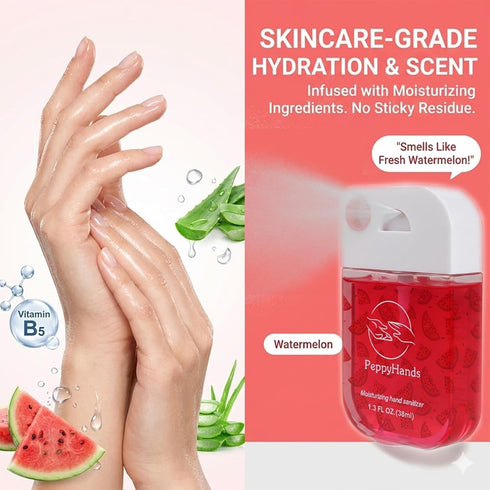 PeppyHands 4Pcs 4 5.4 OZ. 500-Sprays Hydrating Hand Sanitizer Spray, Scents, FL. Portable Sanitizer Spray for Travel