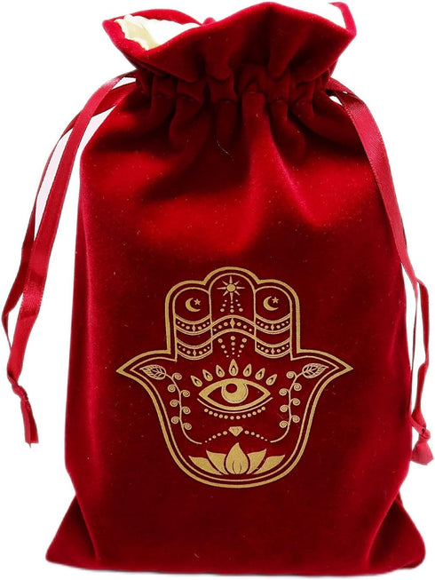 ARTSY CRAFTS 6x9" Hamsa Hand Velvet Jewelry Pouch - Gift Bags for Oracle Tarot Card Rune Dice Bag