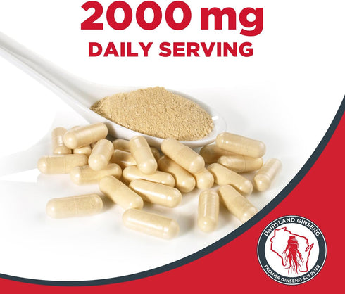 Dairyland American Ginseng Capsules, 75 ct (2000 mg) – Concentrated Wisconsin Ginseng Root Extract for Immune Support