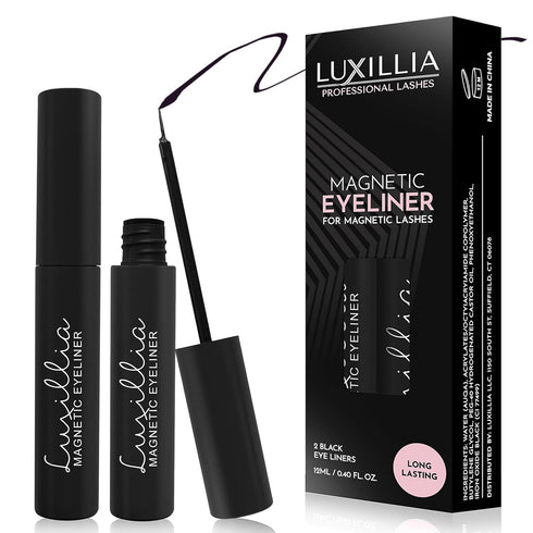 Luxillia Black Magnetic Eyeliner for Magnetic Eyelashes, Waterproof Smudge Proof Liquid Liner (Pack of 2)