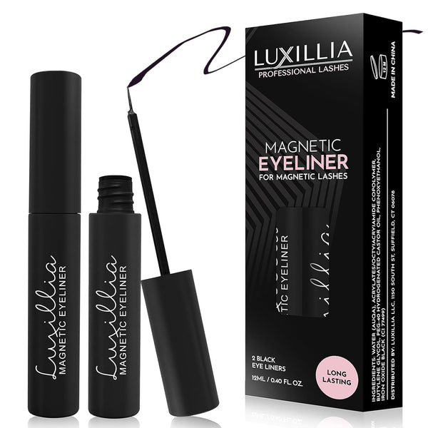 Luxillia Black Magnetic Eyeliner for Magnetic Eyelashes, Waterproof Smudge Proof Liquid Liner (Pack of 2)